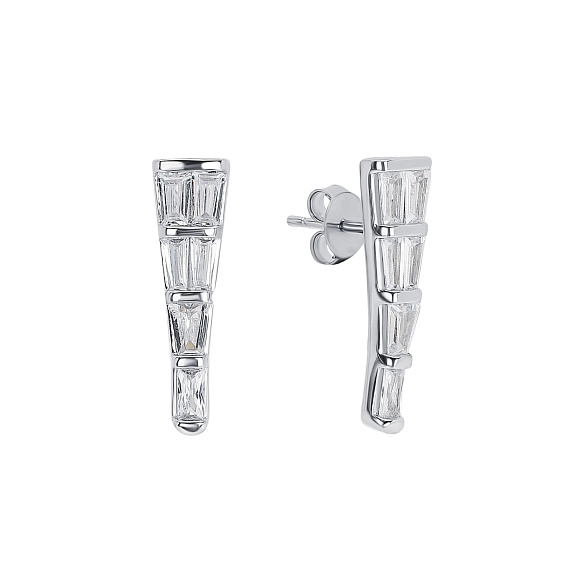 Серьги серебро 925 серебряные сережки гвоздики с фианитами Miestilo