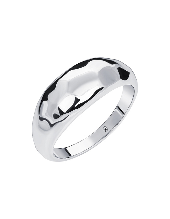Дутое серебряное кольцо с мятой фактурой Miestilo  2