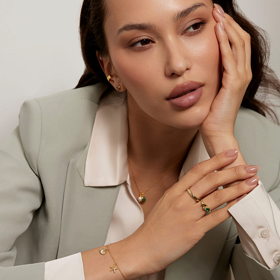 Серебряное кольцо позолоченное с фианитами Miestilo