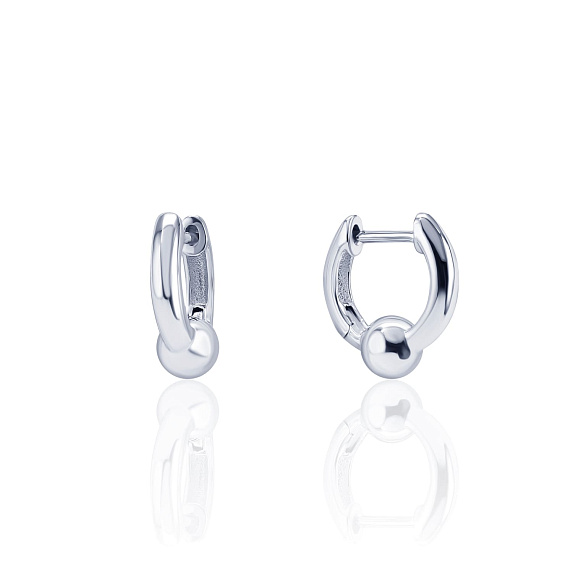 Серебряные серьги-конго с декоративным шариком MIESTILO  Miestilo