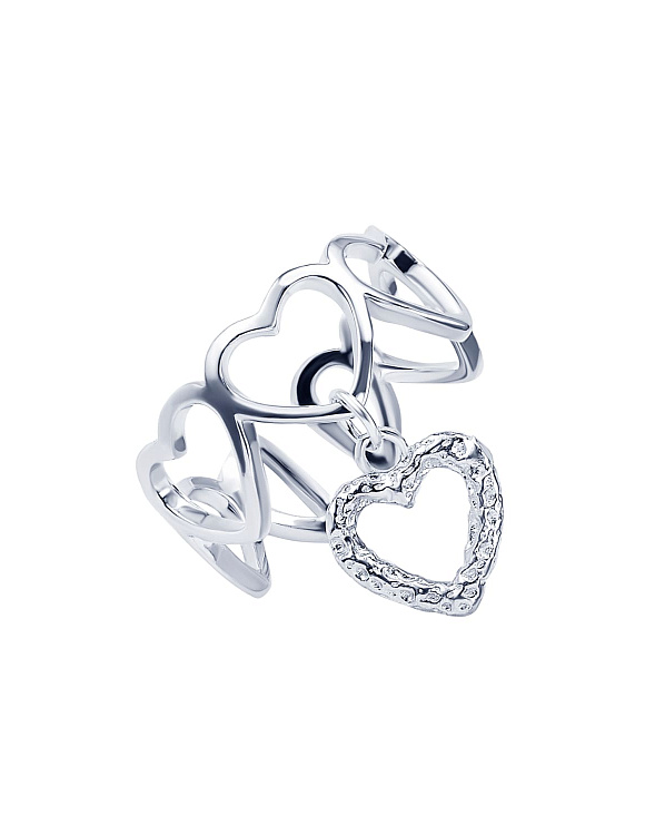 Cеребряное кольцо с подвеской сердцем и фианитами MIESTILO Miestilo  2