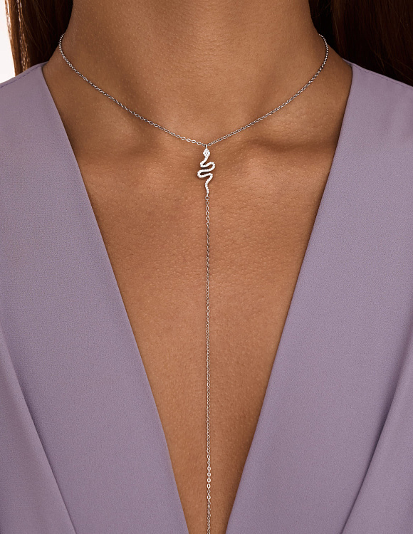 Колье галстук серебро 925 серебряное ювелирное змея Miestilo