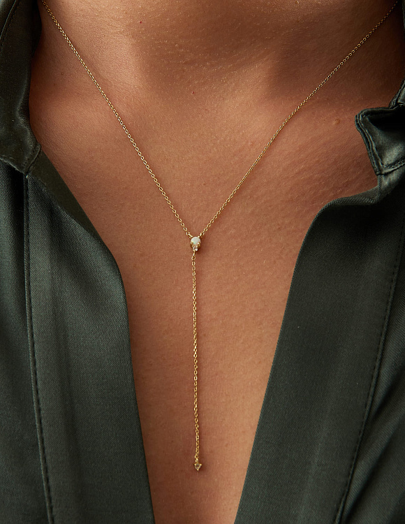 Колье на шею серебро 925 с позолотой галстук Miestilo