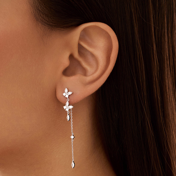 Серьги серебро 925 висячие гвоздики трансформеры Miestilo