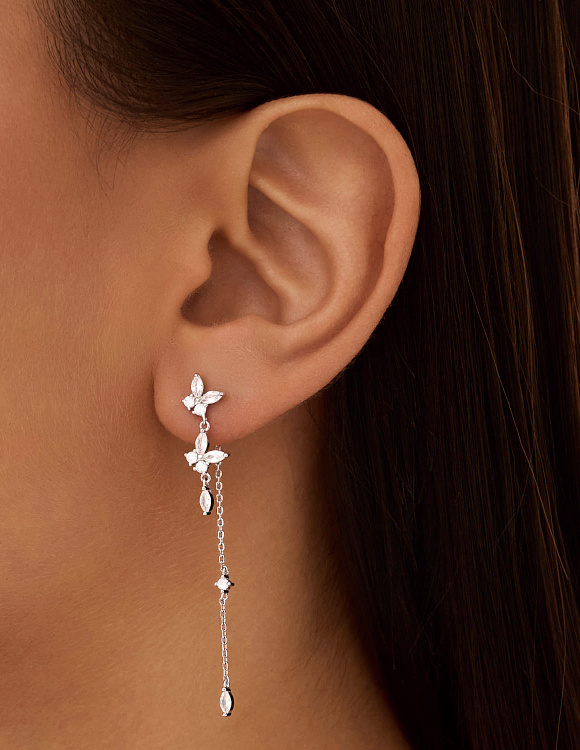 Серьги серебро 925 висячие гвоздики трансформеры Miestilo