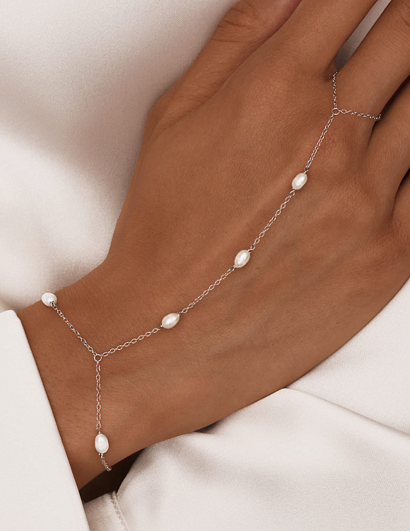 Серебряный слейв браслет из натурального жемчуга Miestilo 2