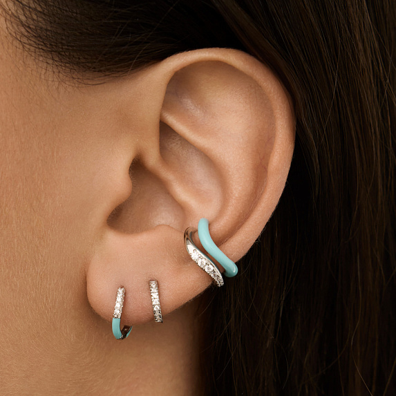 Серьги конго серебро 925 серебряные колечки с эмалью Miestilo