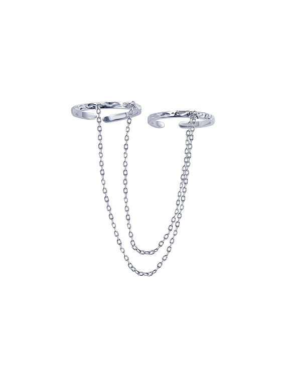 Кольцо серебро 925 ювелирное двойное с цепью Miestilo  2