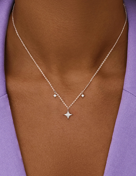 Серебряное колье со звездами и фианитами MIESTILO Miestilo