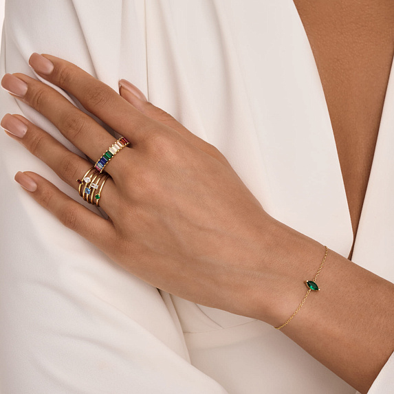 Серебряный браслет с фианитом в огранке маркиз Miestilo