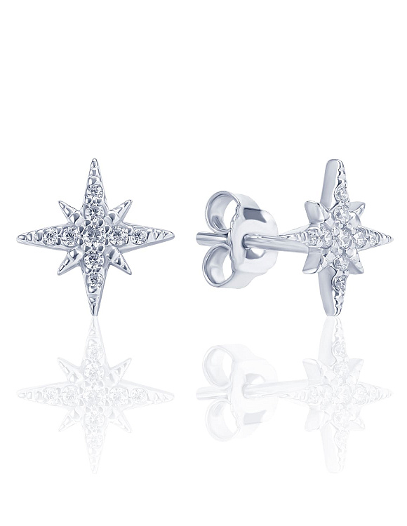 Серебряные серьги-пусеты с фианитами в форме звезды MIESTILO Miestilo  2
