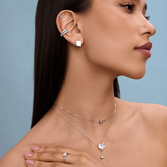 Серебряное колье "Сердце" с фианитом Miestilo