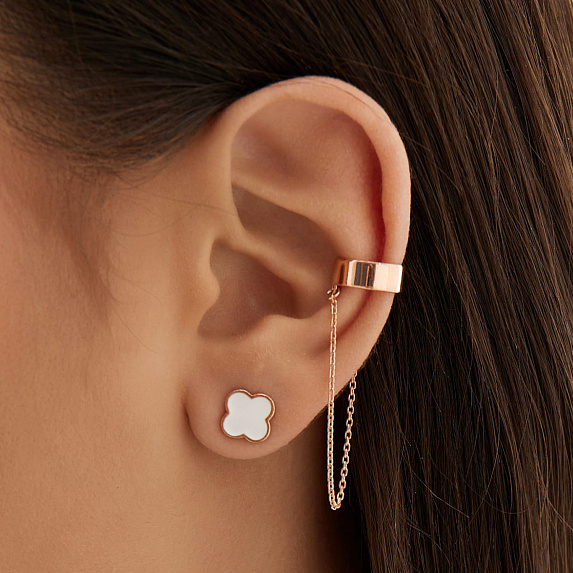 Серьги серебро 925 гвоздики клевер позолоченные Miestilo