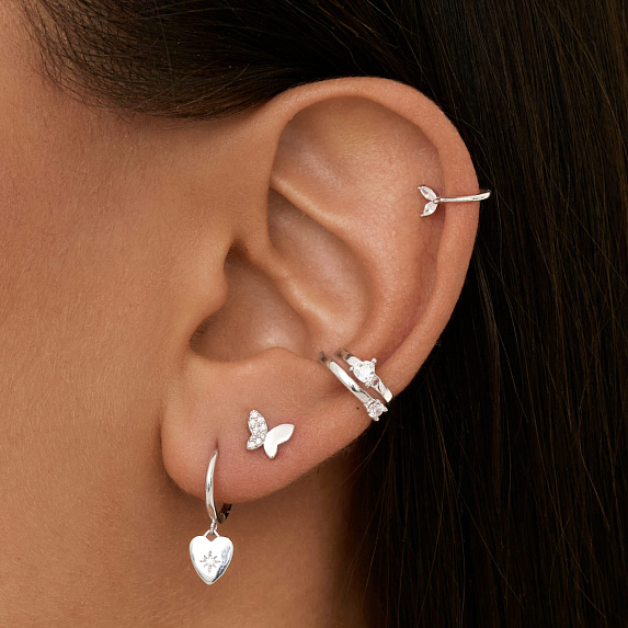 Серьги конго серебро 925 сердечки висячие сережки серебряные Miestilo