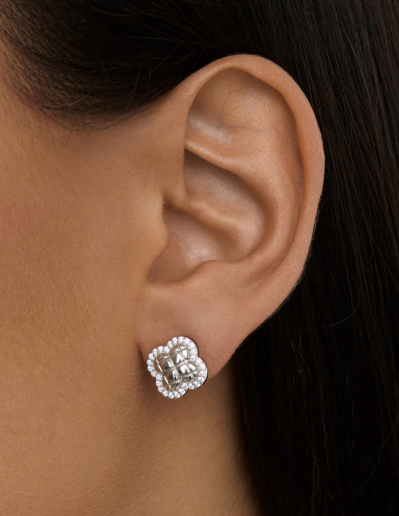 Серьги серебро 925 серебряные гвоздики клевер Miestilo