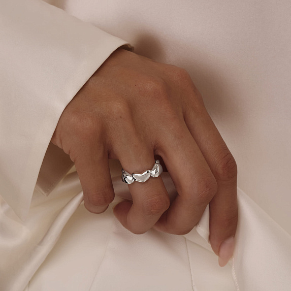Серебряное кольцо сердца Miestilo