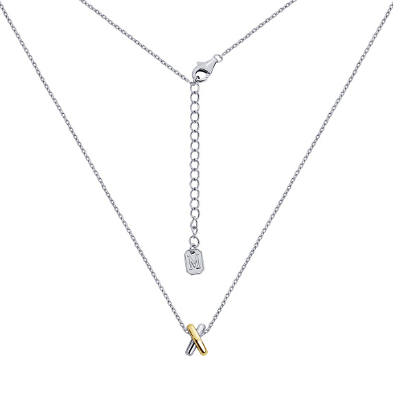 Серебряное колье с подвесом бегунком в покрытии биколор Miestilo