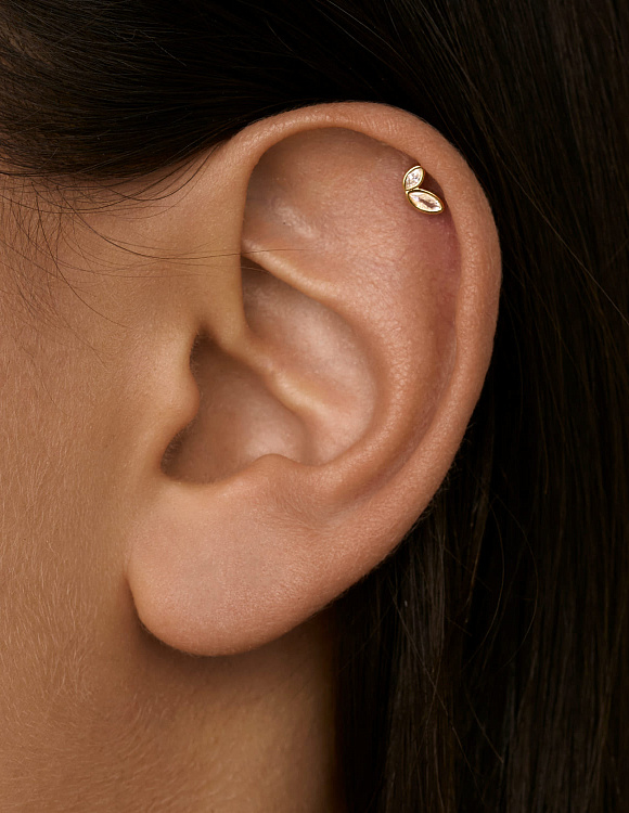 Пирсинг в ухо хрящ серебро 925 с фианитами Miestilo