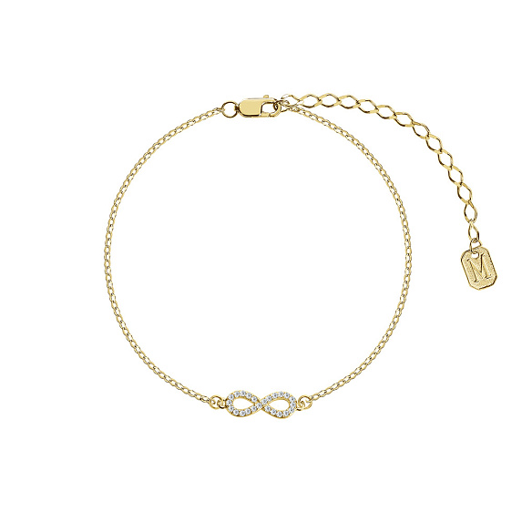 Браслет на руку серебро 925 серебряный бесконечность в позолоте Miestilo