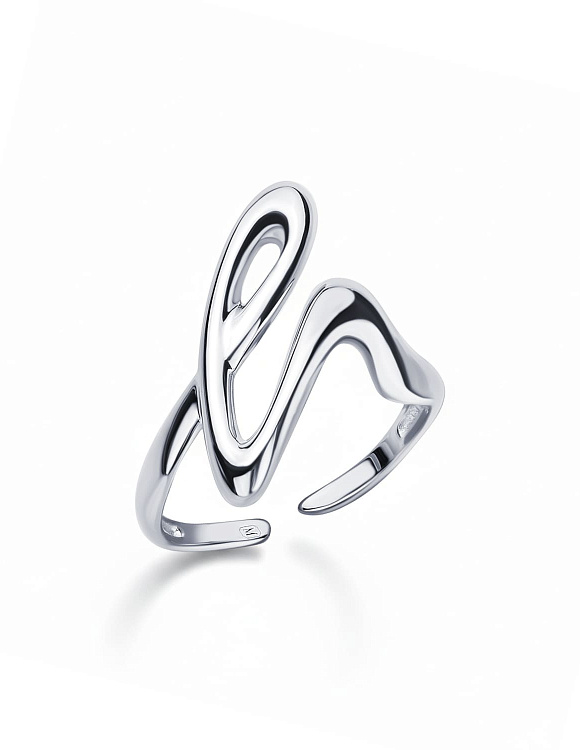 Серебряное разомкнутое кольцо с витком Miestilo  2