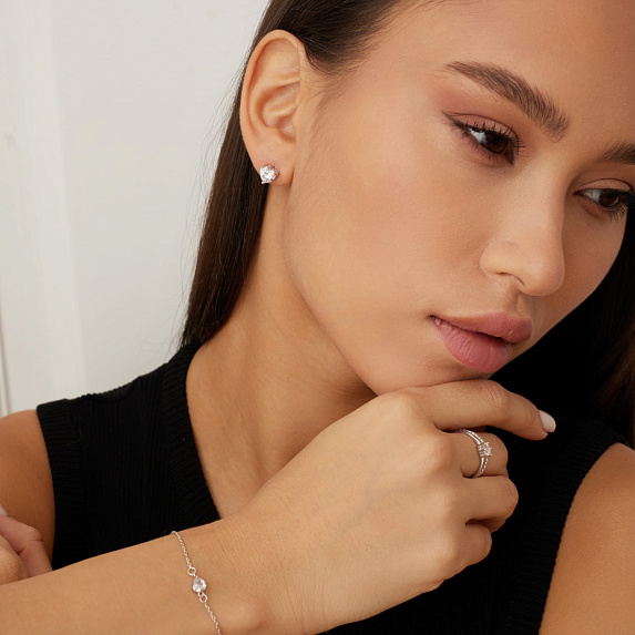 Серьги серебро 925 серебряные гвоздики сердечки Miestilo