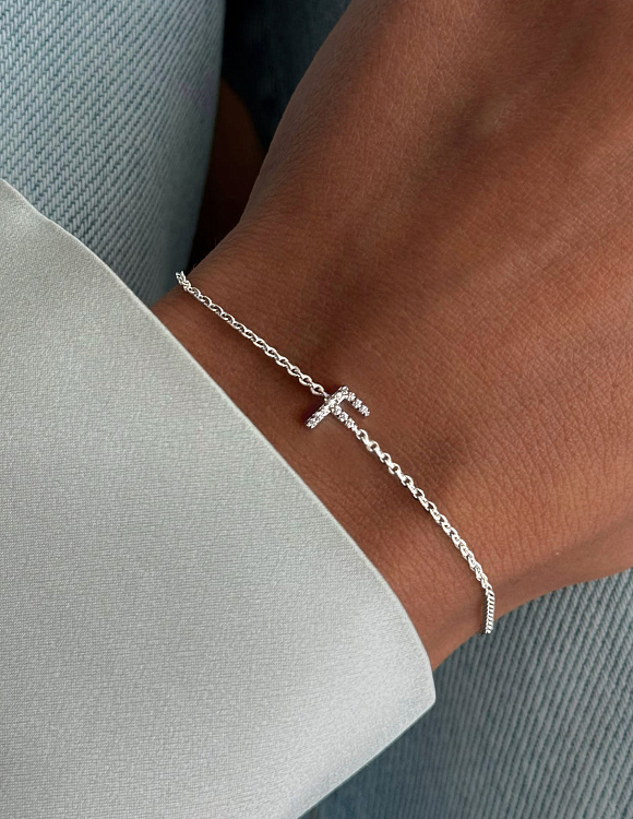 Серебряный браслет с буквой F MIESTILO Miestilo