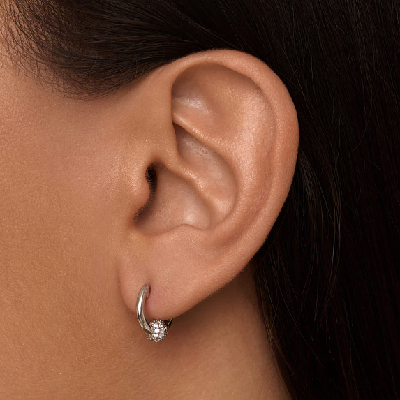 Серебряные серьги кольца с фианитами Miestilo