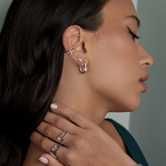 Серьги серебро 925 серебряные гвоздики женские сердечки Miestilo