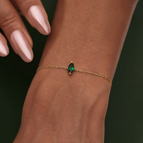 Серебряный браслет с фианитом в огранке маркиз Miestilo