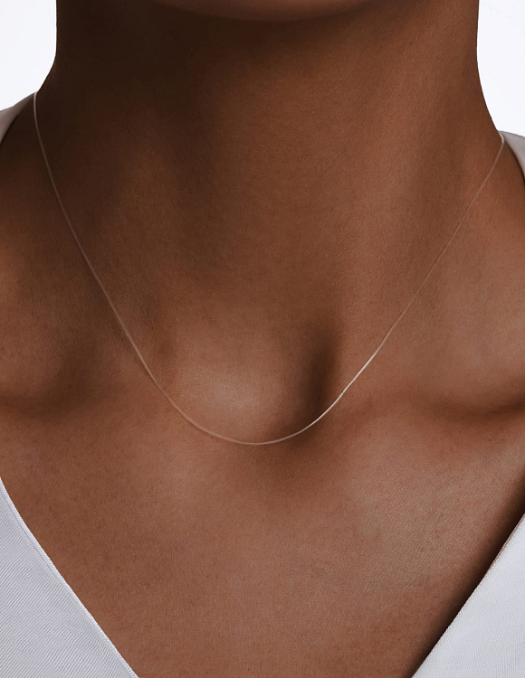 Колье леска на шею с застежкой из серебра в родии Miestilo