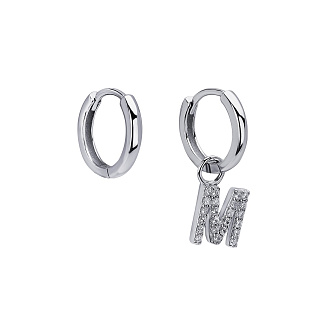 Серьги конго серебро 925 трансформеры с буквой M Miestilo