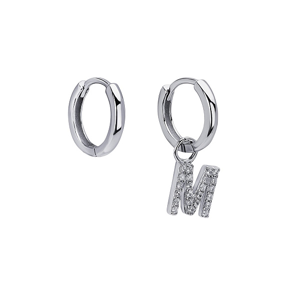 Серьги конго серебро 925 трансформеры с буквой M Miestilo