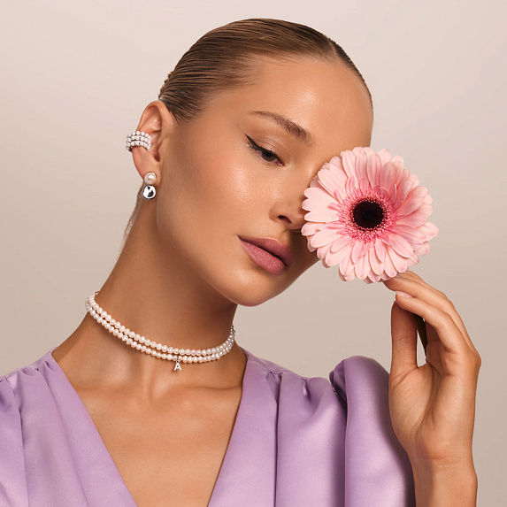 Серебряные серьги гвоздики с натуральным жемчугом Miestilo
