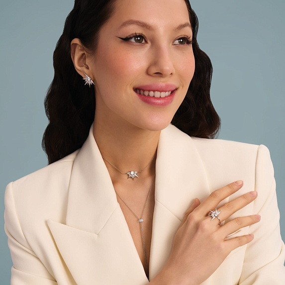 Серебряное колье с фианитами Miestilo