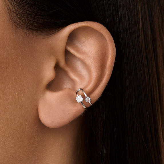 Серьга кафф серебро 925 моносерьга серебряная одиночная Miestilo
