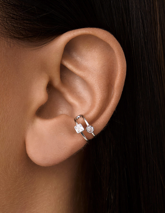 Серьга кафф серебро 925 моносерьга серебряная одиночная Miestilo