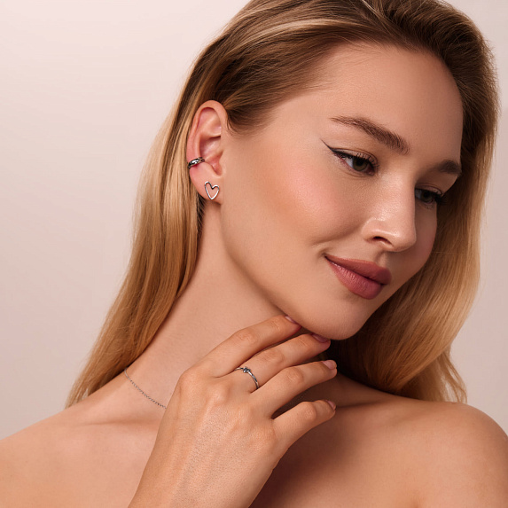 Миниатюрное кольцо с серебряным сердечком Miestilo