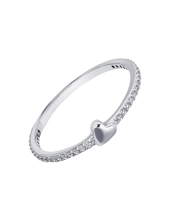 Рельевное серебряное кольцо с сердцем Miestilo  2