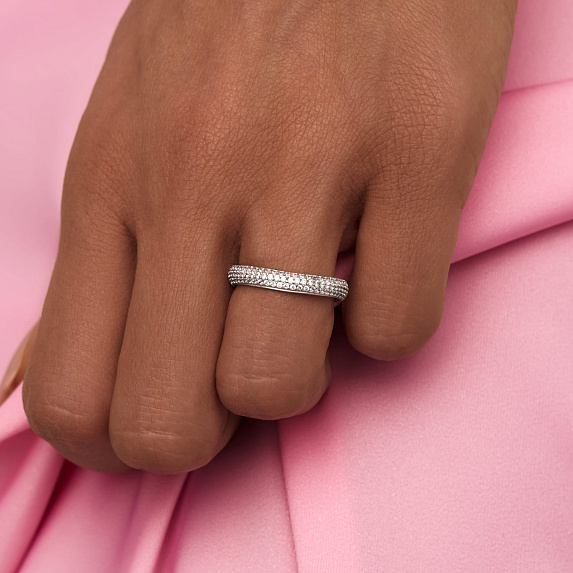 Серебряное кольцо волна с фианитами Miestilo