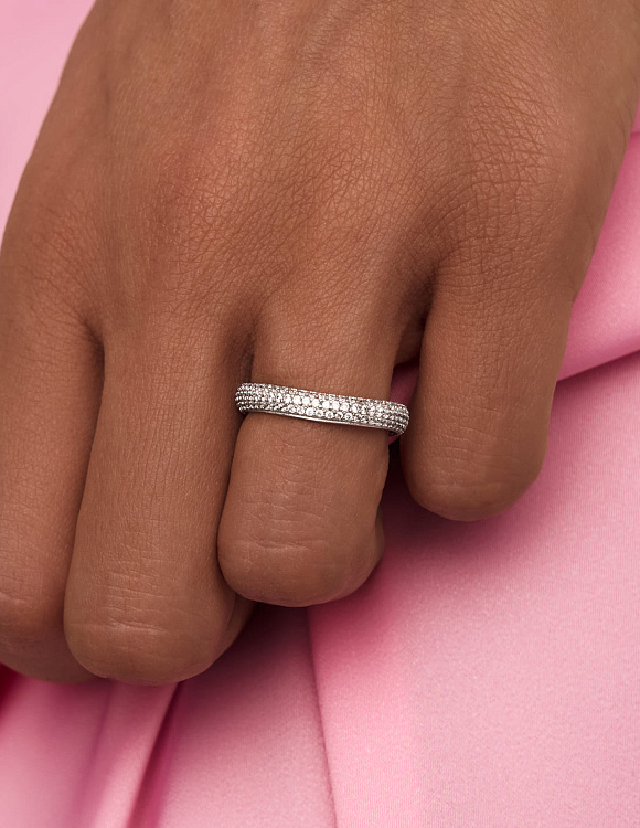 Серебряное кольцо волна с фианитами Miestilo