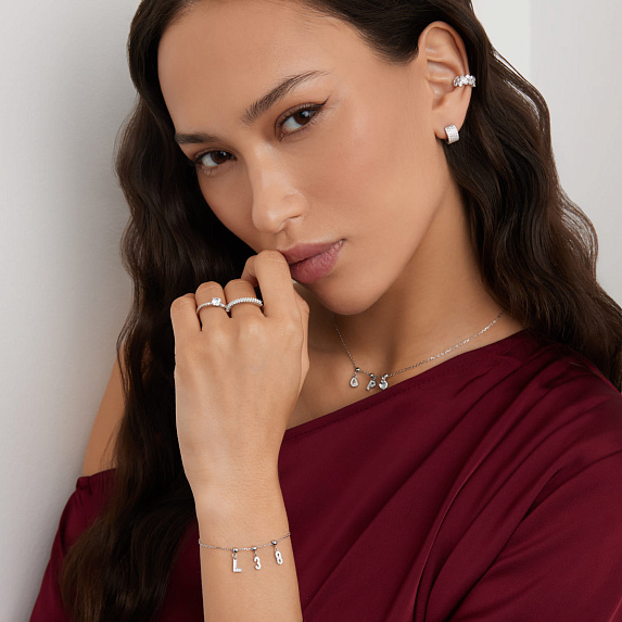 Серебряный шарм с фианитами цифра 3 Miestilo