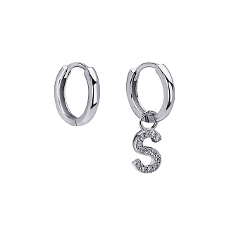 Серьги конго серебро 925 трансформеры с буквой S Miestilo