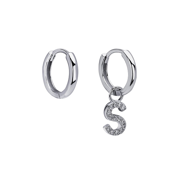 Серьги конго серебро 925 трансформеры с буквой S Miestilo