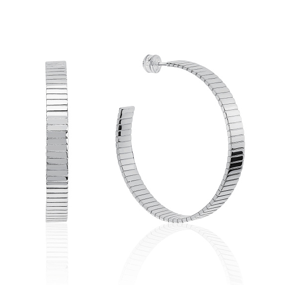 Крупные серьги-кольца из серебра с рельефной поверхностью MIESTILO Miestilo