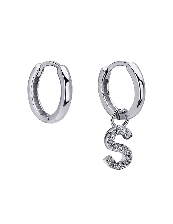 Серьги конго серебро 925 трансформеры с буквой S Miestilo  2