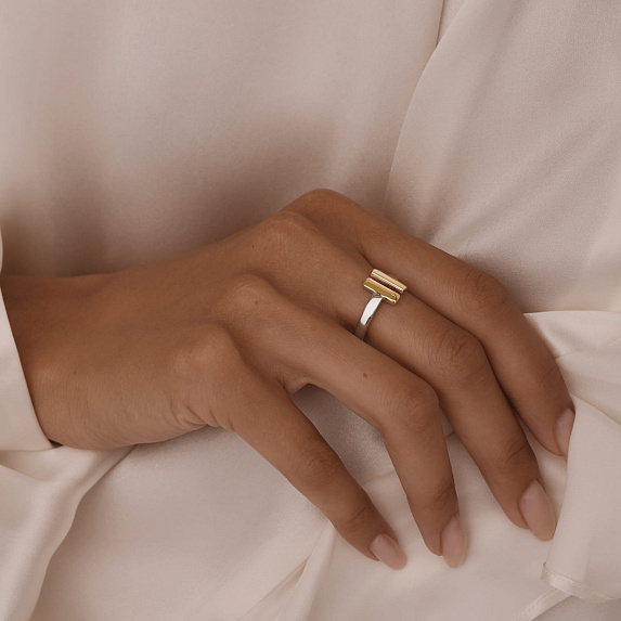 Серебряное кольцо биколор Miestilo