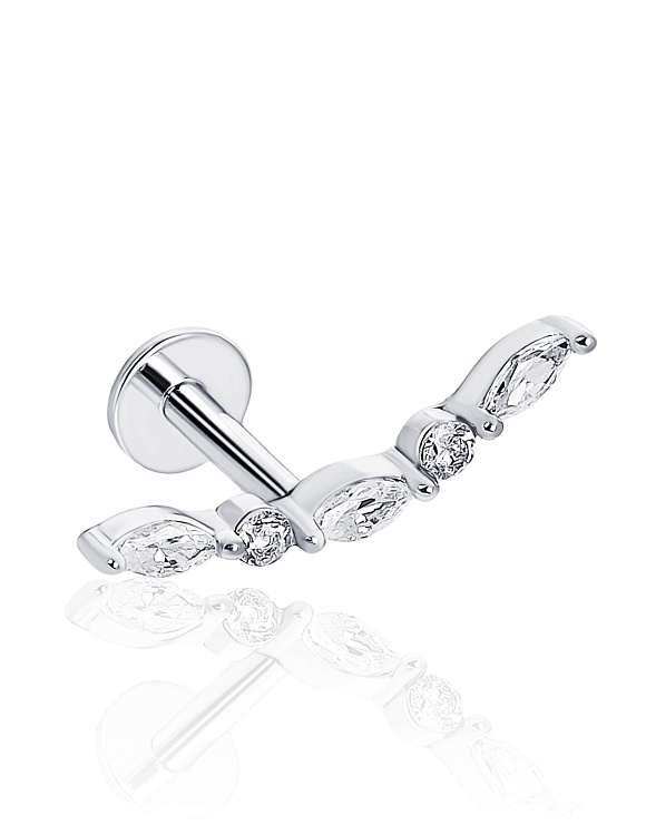 Серебряный пирсинг в ухо с фианитами в круглой огранке MIESTILO Miestilo 2