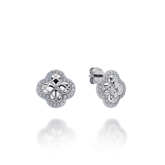 Серьги серебро 925 серебряные гвоздики клевер Miestilo