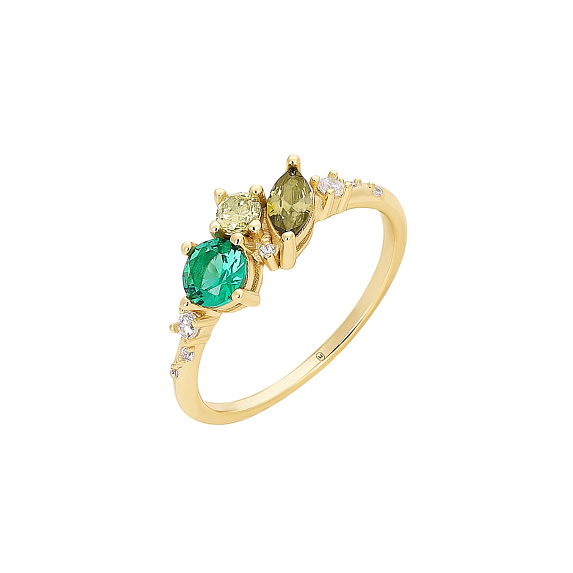 Серебряное кольцо позолоченное с фианитами Miestilo