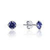 Серебряные пусеты с фиолетовыми фианитами  Miestilo